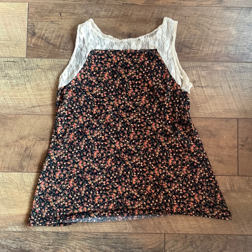 Floral and Lace Tank Top